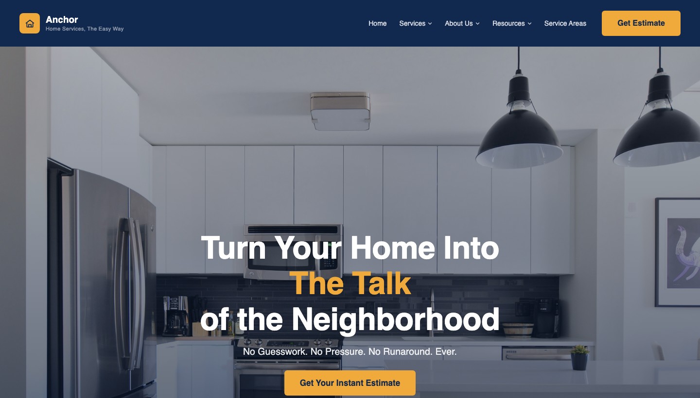 Home Services website template preview
