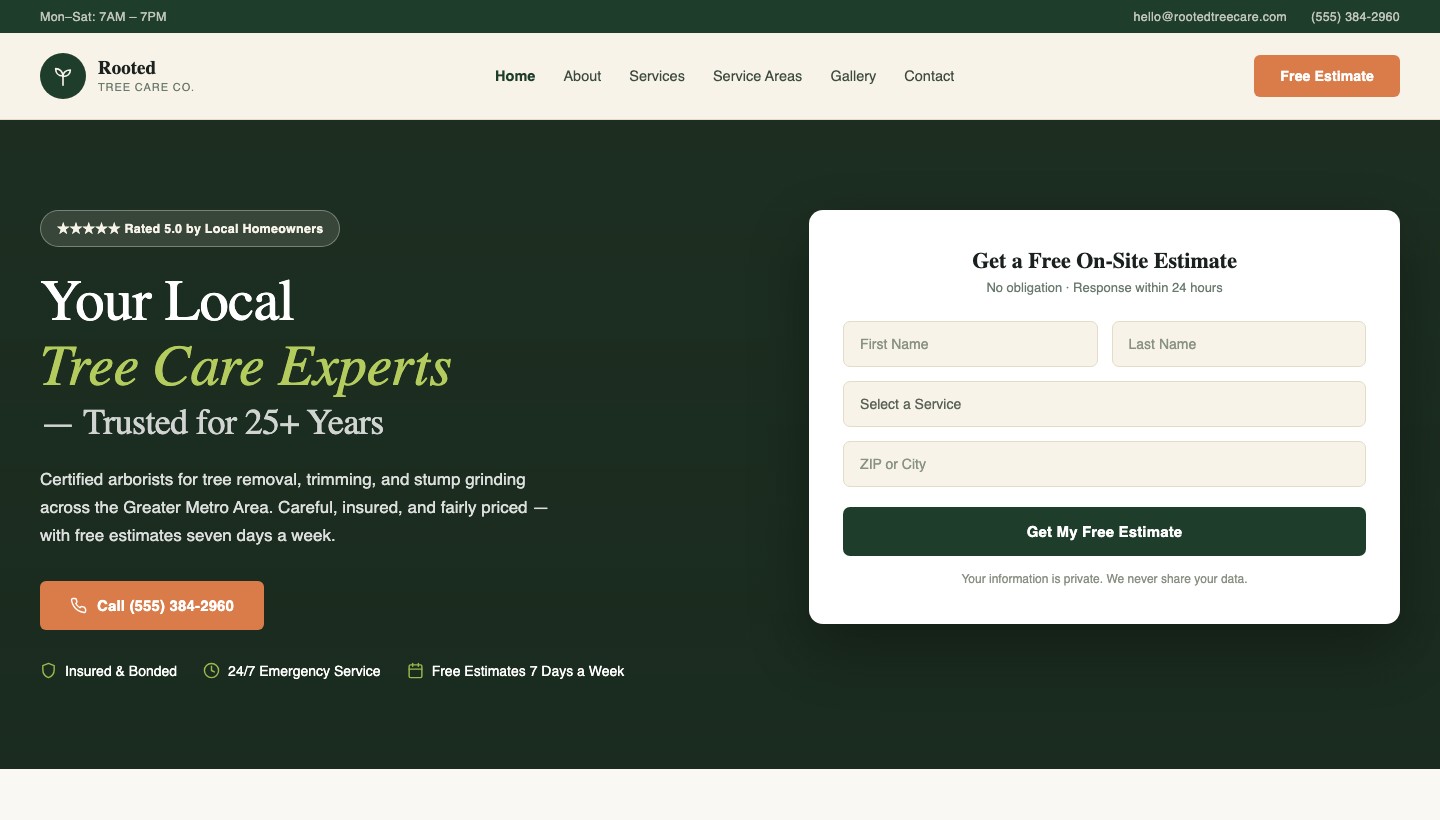Landscaping website template preview