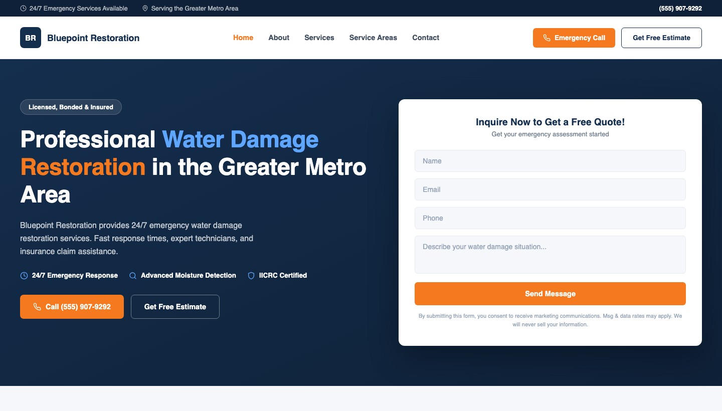Restoration website template preview
